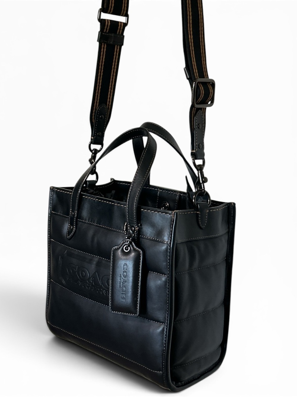 COACH Quilted Field Tote 22 w/Embossed Coach Badge - Picture 2 of 11